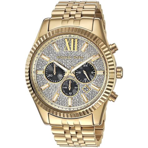 gold watch mens michael kors|oversized lexington gold tone watch.